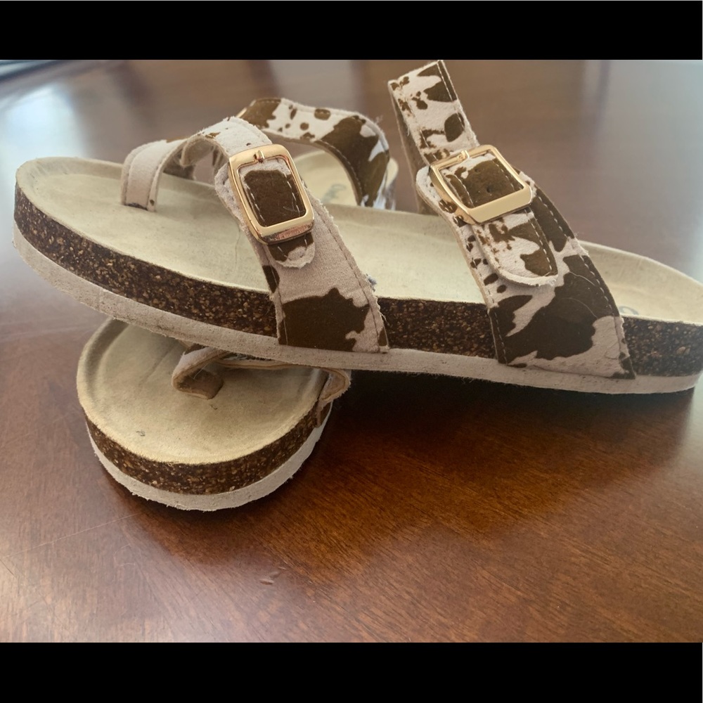 EUC cow print sandals